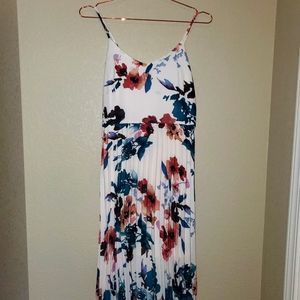 A New Day Floral Micro Pleated Midi Dress